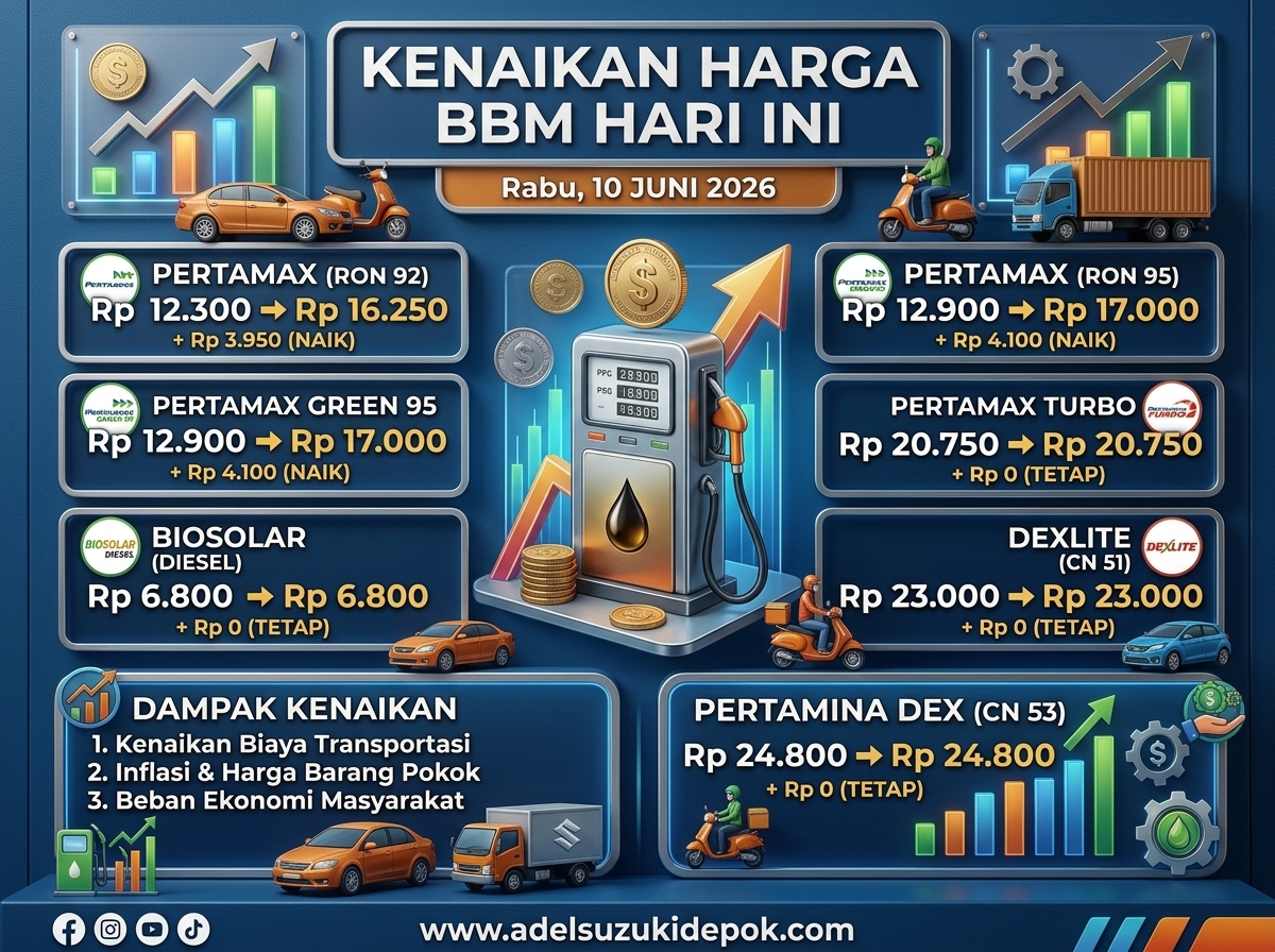 Pertamax Naik Hari Ini! Cek Rincian Harga Terbaru BBM Pertamina Per 10 Juni 2026